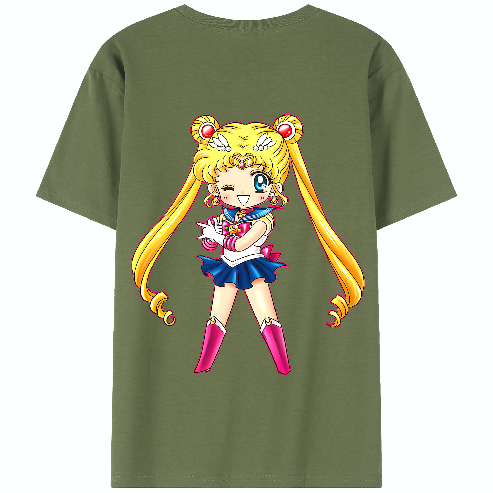 （画像用） 美少女戦士セーラームーン 月野 うさぎ つきの うさぎ Sailor Moon Tsukino Usagi 綿100％半袖Tシャツ（背面プリント）